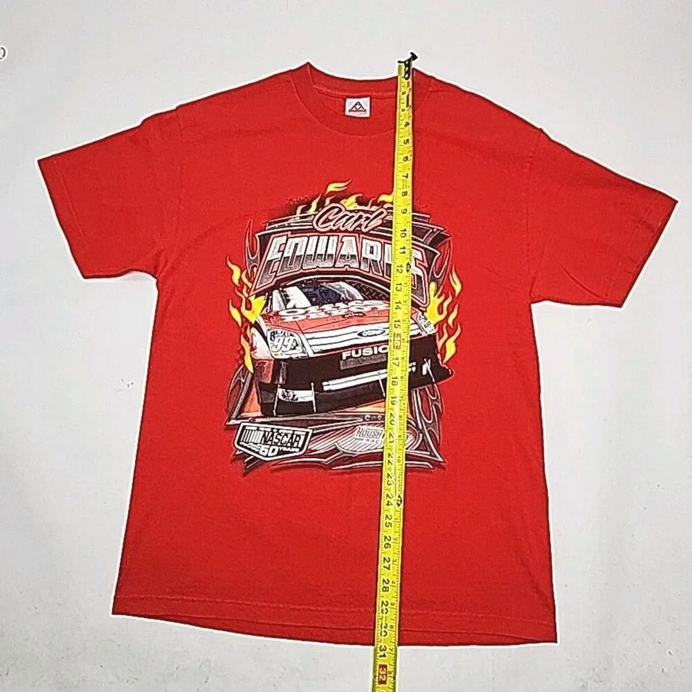 Carl Edwards T-Shirt Red Men Sz Large Nascar #99 Auto Racing 2008 Ford Rousch